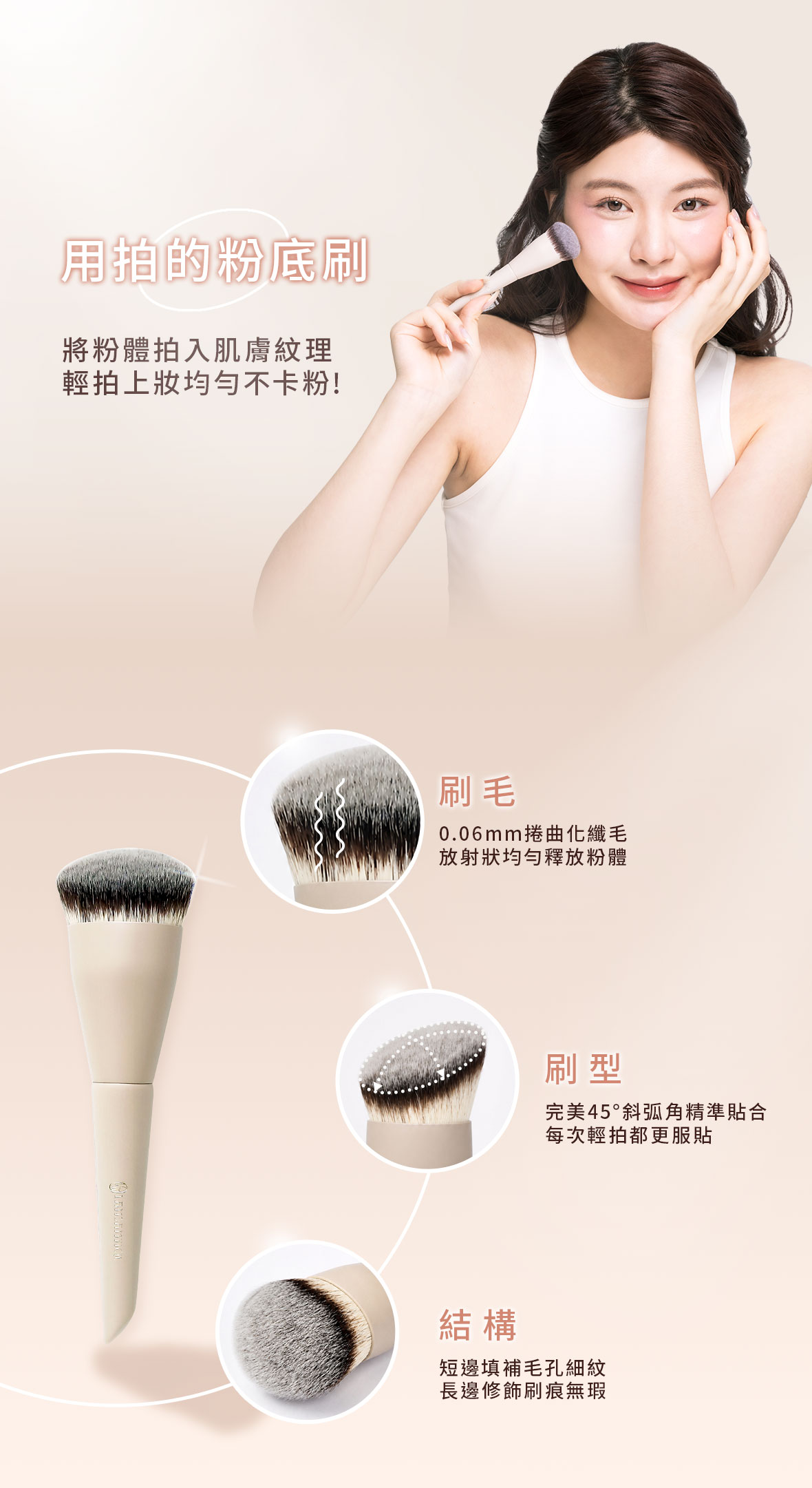 遮瑕,素顏妝,LSY林三益 毛孔隱形粉底刷,使用圖