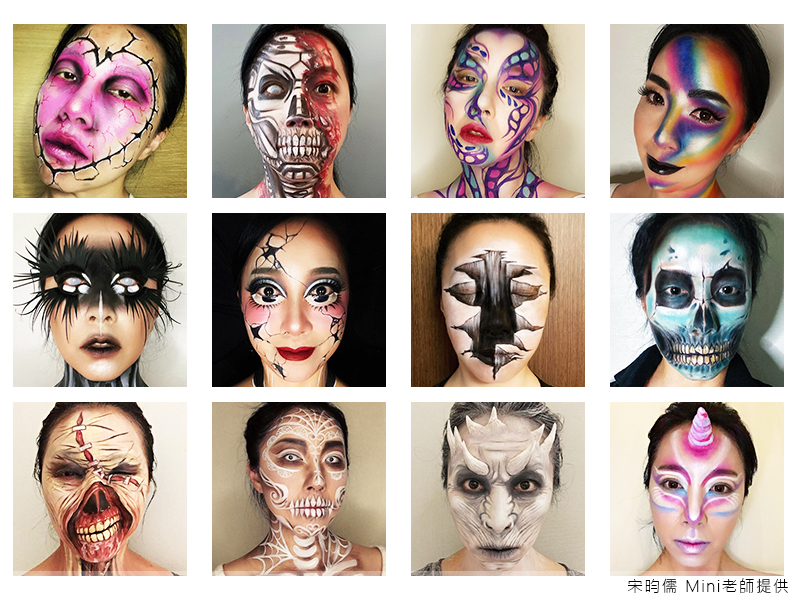 人體彩繪,LSY林三益,這12個臉部彩繪都是Mini老師的作品，但模特兒都是同一個人